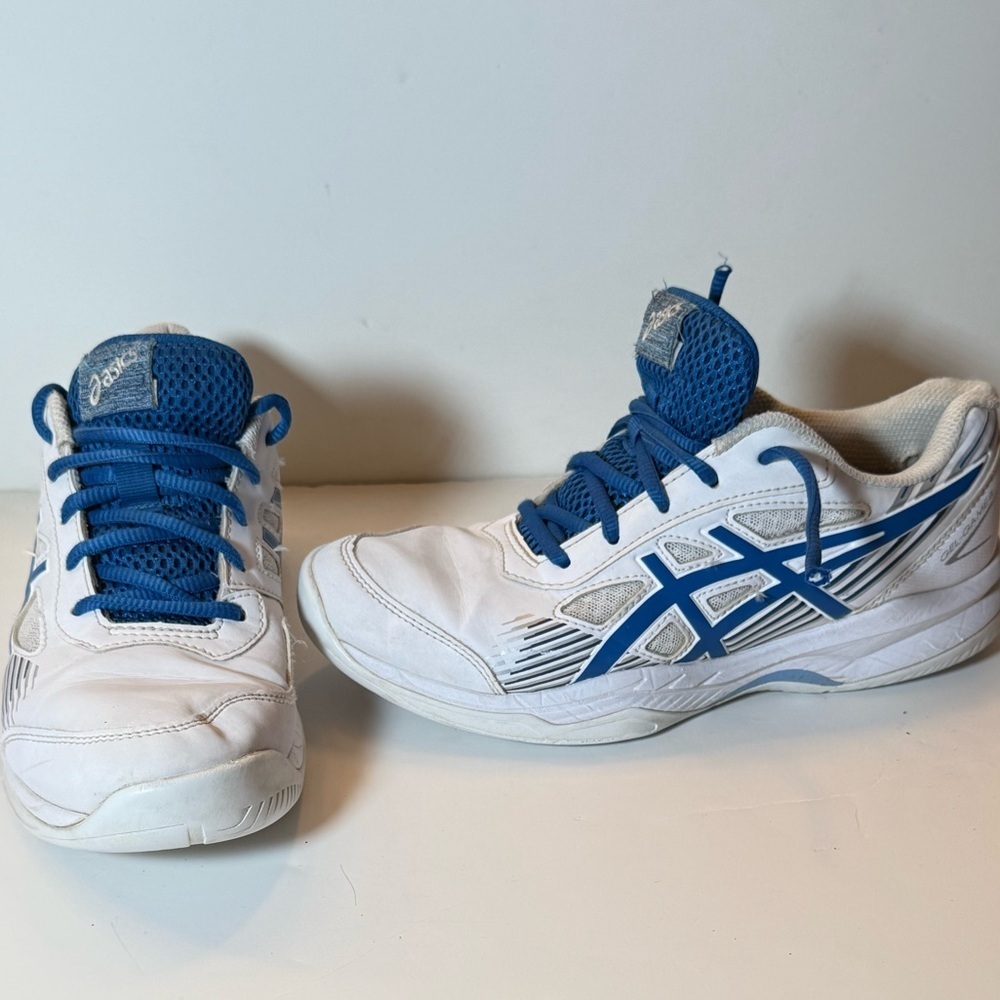 Asics White Sneakers with Blue Highlights